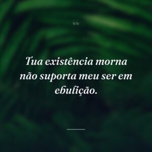 Tua existência morna não suporta meu ser em ebulição.