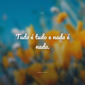 Tudo é tudo e nada é nada.