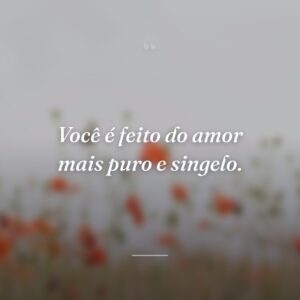 Você é feito do amor mais puro e singelo.