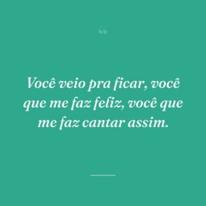 Você veio pra ficar, você que me faz feliz, você que me faz cantar assim.