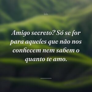 Amigo secreto? Só se for para aqueles que não nos conhecem nem sabem o quanto te amo.