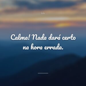 Calma! Nada dará certo na hora errada.