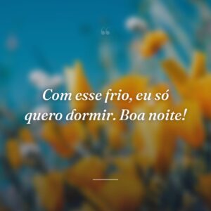 Com esse frio, eu só quero dormir. Boa noite!