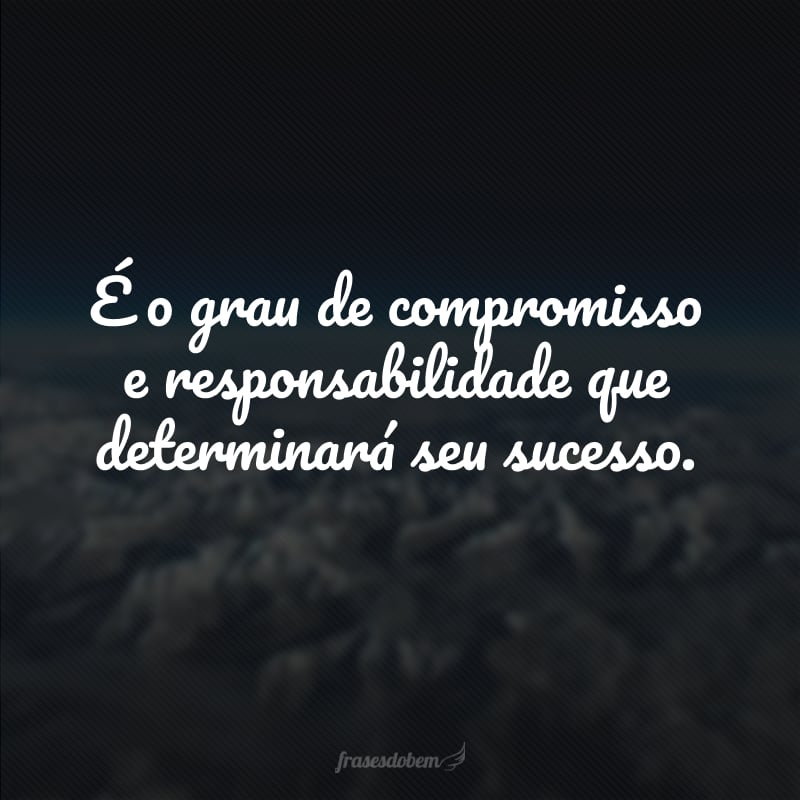 É o grau de compromisso e responsabilidade que determinará seu sucesso.