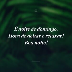 É noite de domingo. Hora de deitar e relaxar! Boa noite!