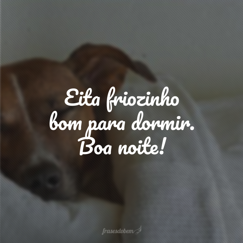 Eita friozinho bom para dormir. Boa noite!