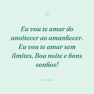 Eu vou te amar do anoitecer ao amanhecer. Eu vou te amar sem limites. Boa noite e bons sonhos!