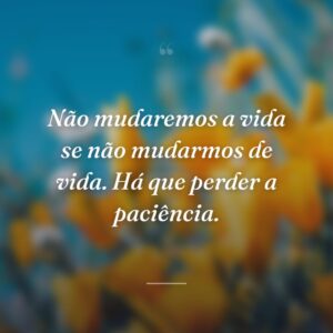 Não mudaremos a vida se não mudarmos de vida. Há que perder a paciência.