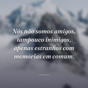 Nós não somos amigos, tampouco inimigos, apenas estranhos com memórias em comum.