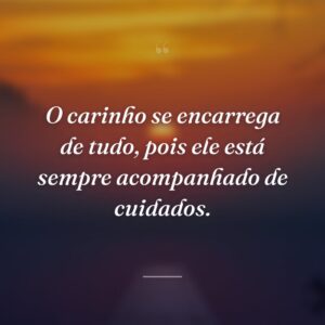 O carinho se encarrega de tudo, pois ele está sempre acompanhado de cuidados.