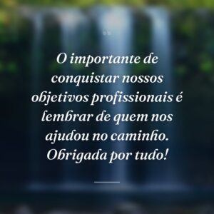 O importante de conquistar nossos objetivos profissionais é lembrar de quem nos ajudou no caminho. Obrigada por tudo!
