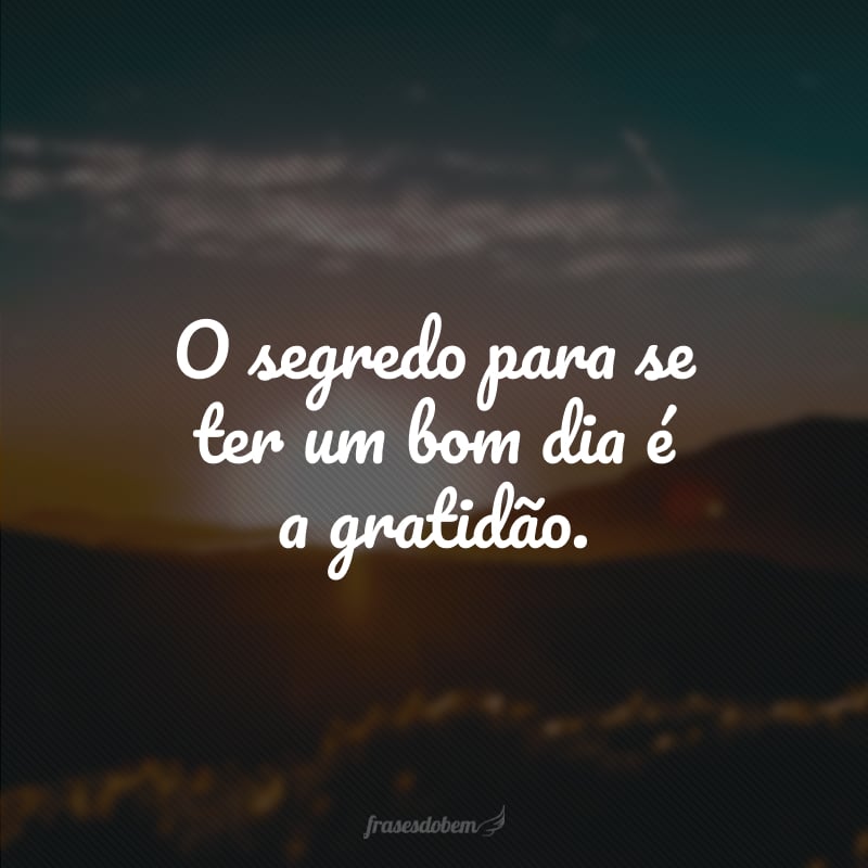 O segredo para se ter um bom dia é a gratidão. 