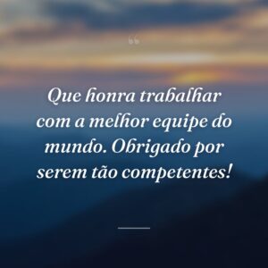 Que honra trabalhar com a melhor equipe do mundo. Obrigado por serem tão competentes!
