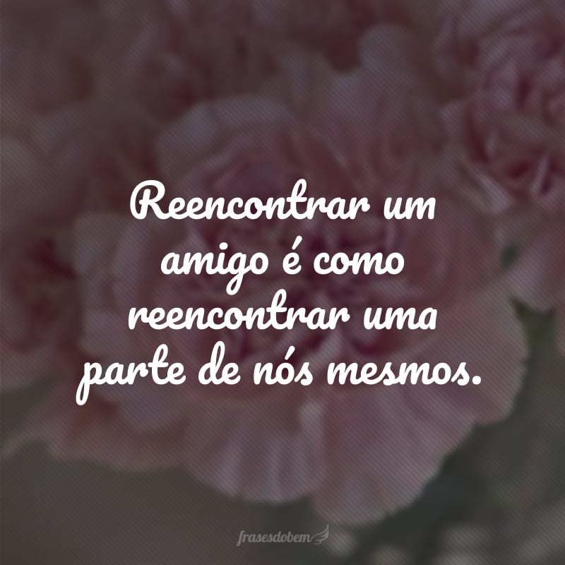 Reencontrar um amigo é como reencontrar um parte de nós mesmos. 