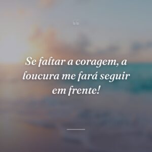 Se faltar a coragem, a loucura me fará seguir em frente!