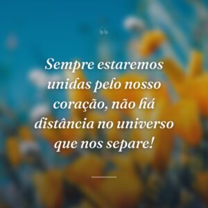 Sempre estaremos unidas pelo nosso coração, não há distância no universo que nos separe!