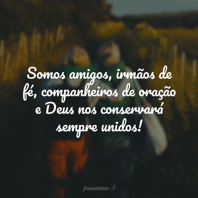 Somos amigos, irmãos de fé, companheiros de oração e Deus nos conservará sempre unidos!