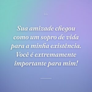 Sua amizade chegou como um sopro de vida para a minha existência. Você é extremamente importante para mim!