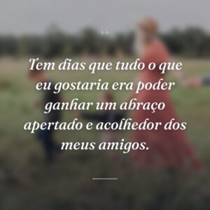 Tem dias que tudo o que eu gostaria era poder ganhar um abraço apertado e acolhedor dos meus amigos.