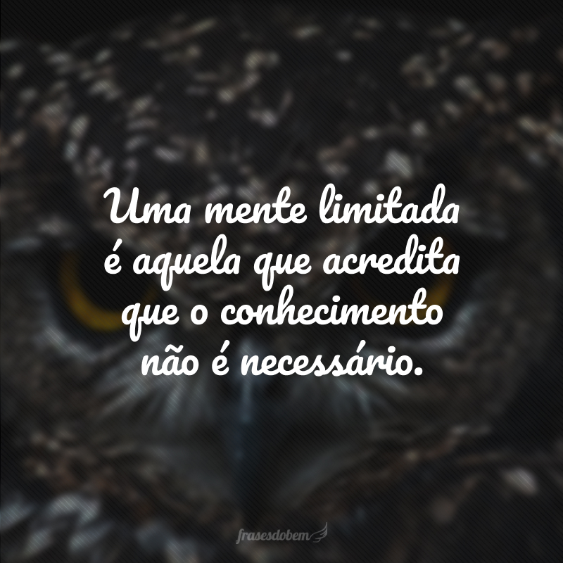 Uma mente limitada é aquela que acredita que o conhecimento não é necessário.