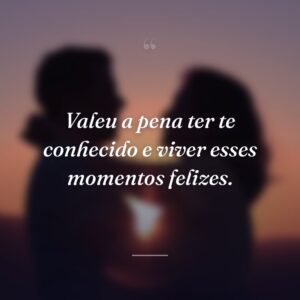 Valeu a pena ter te conhecido e viver esses momentos felizes.