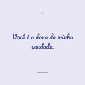 Você é a dona da minha saudade.