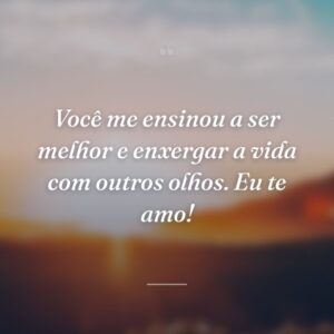 Você me ensinou a ser melhor e enxergar a vida com outros olhos. Eu te amo!