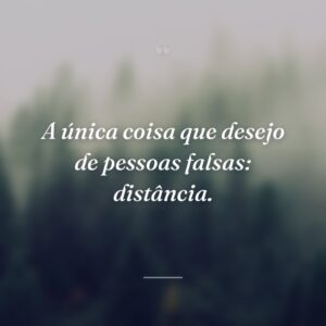 A única coisa que desejo de pessoas falsas: distância.