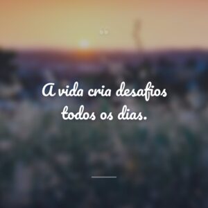 A vida cria desafios todos os dias.