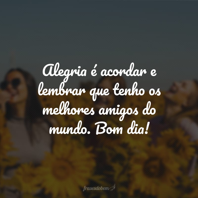 Alegria é acordar e lembrar que tenho os melhores amigos do mundo. Bom dia!