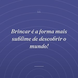 Brincar é a forma mais sublime de descobrir o mundo!