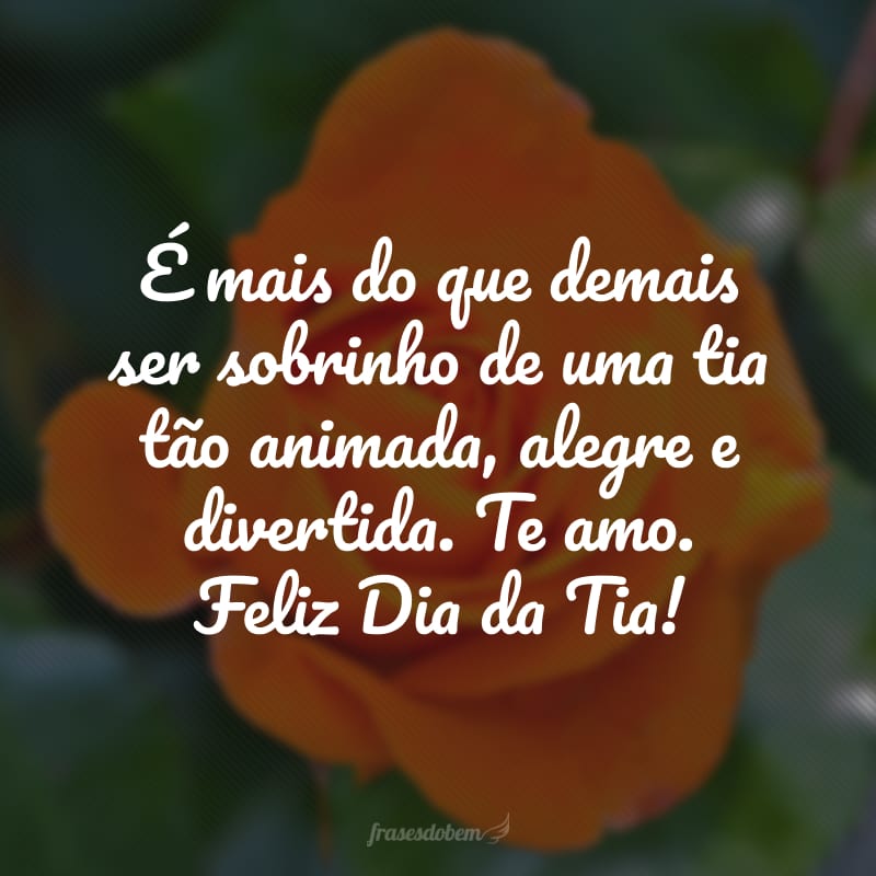 É mais do que demais ser sobrinho de uma tia tão animada, alegre e divertida. Te amo. Feliz Dia da Tia!