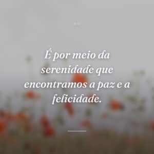 É por meio da serenidade que encontramos a paz e a felicidade.