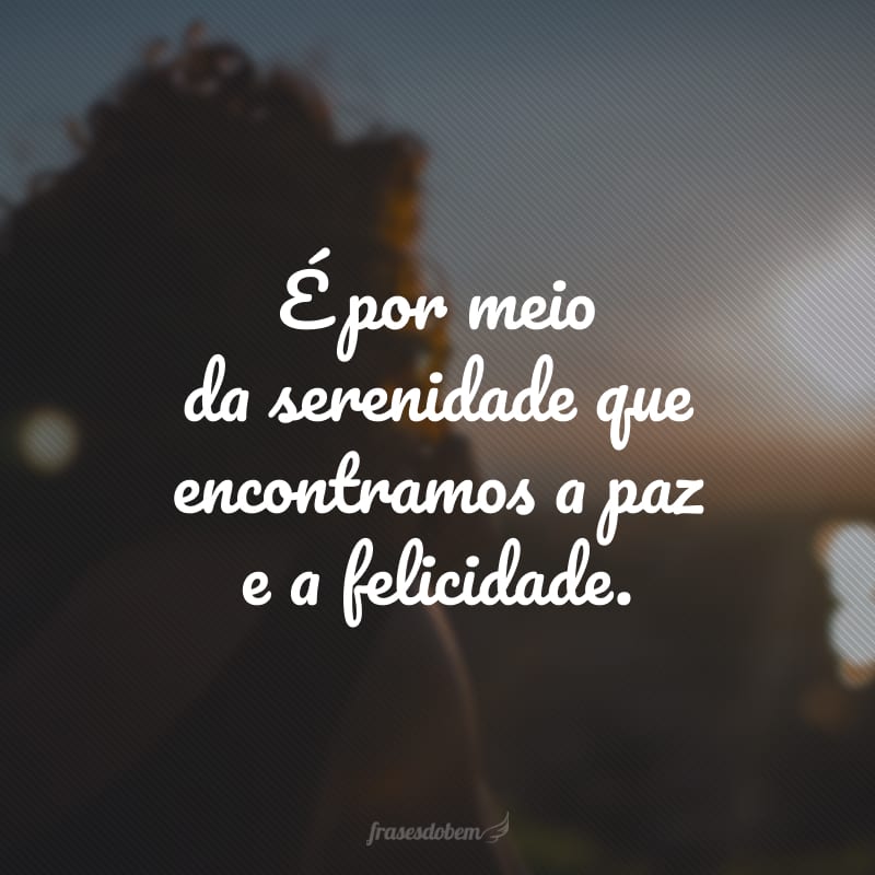 É por meio da serenidade que encontramos a paz e a felicidade.