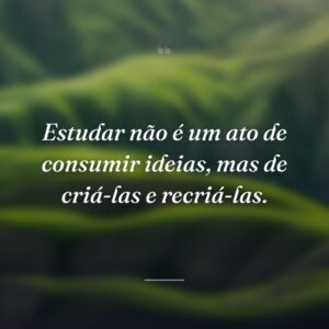 Estudar não é um ato de consumir ideias, mas de criá-las e recriá-las.