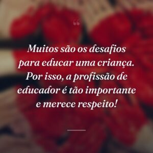 Muitos são os desafios para educar uma criança. Por isso, a profissão de educador é tão importante e merece respeito!
