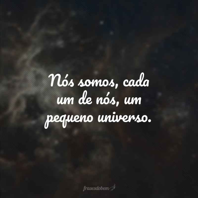 Nós somos, cada um de nós, um pequeno universo.