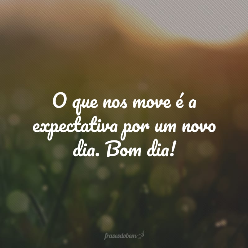 O que nos move é a expectativa por um novo dia. Bom dia!