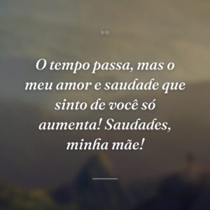 O tempo passa, mas o meu amor e saudade que sinto de você só aumenta! Saudades, minha mãe!