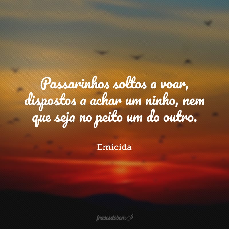 Passarinhos soltos a voar, dispostos a achar um ninho, nem que seja no peito um do outro.