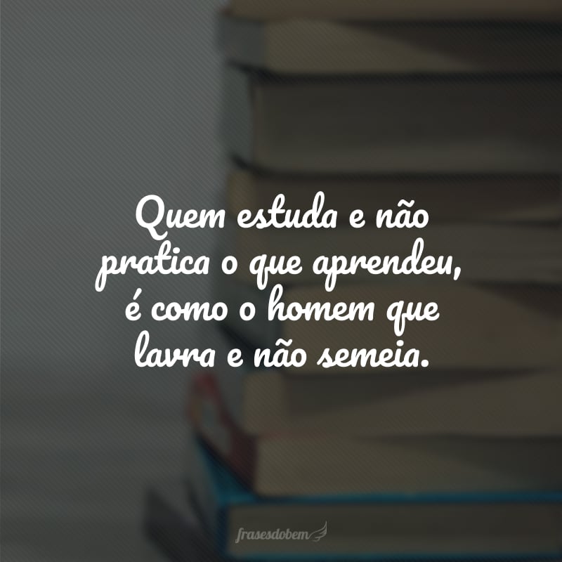 Quem estuda e não pratica o que aprendeu, é como o homem que lavra e não semeia.