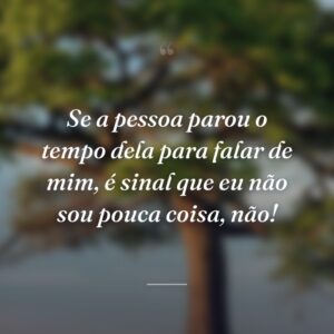 Se a pessoa parou o tempo dela para falar de mim, é sinal que eu não sou pouca coisa, não!