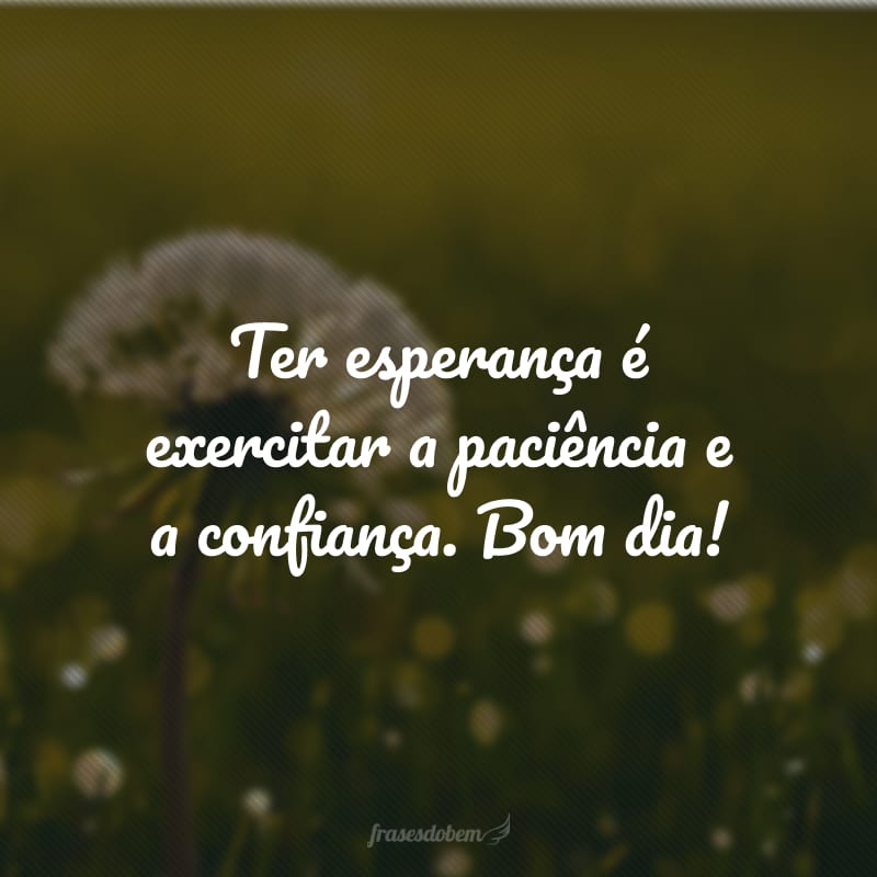 Ter esperança é exercitar a paciência e a confiança. Bom dia!