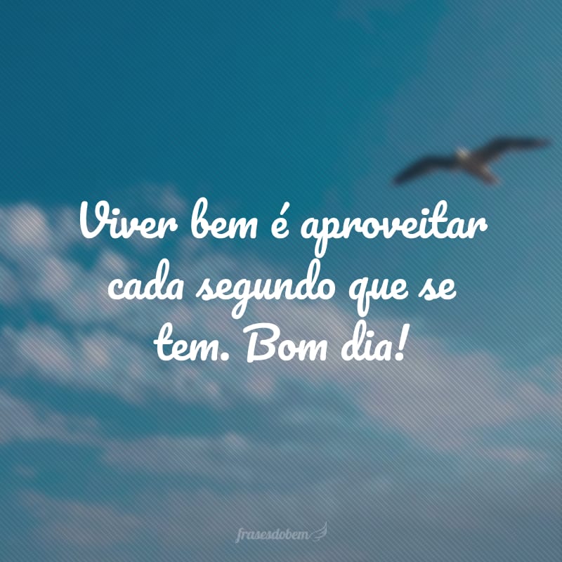 Viver bem é aproveitar cada segundo que se tem. Bom dia!