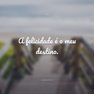 A felicidade é o meu destino.