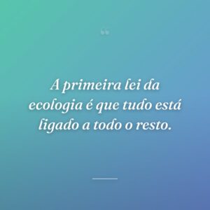 A primeira lei da ecologia é que tudo está ligado a todo o resto.