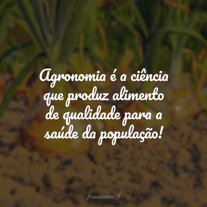 Agronomia é a ciência que produz alimento de qualidade para a saúde da população!