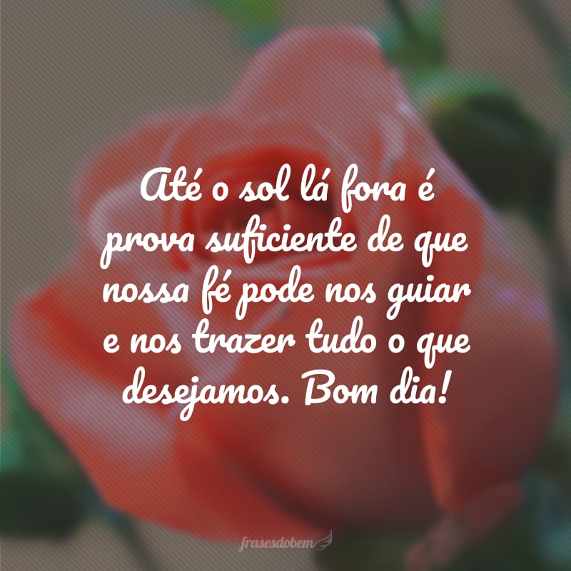 Até o sol lá fora é prova suficiente de que nossa fé pode nos guiar e nos trazer tudo o que desejamos. Bom dia!