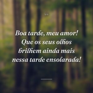 Boa tarde, meu amor! Que os seus olhos brilhem ainda mais nessa tarde ensolarada!