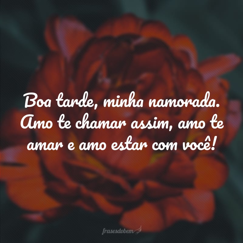 Boa tarde, minha namorada. Amo te chamar assim, amo te amar e amo estar com você!